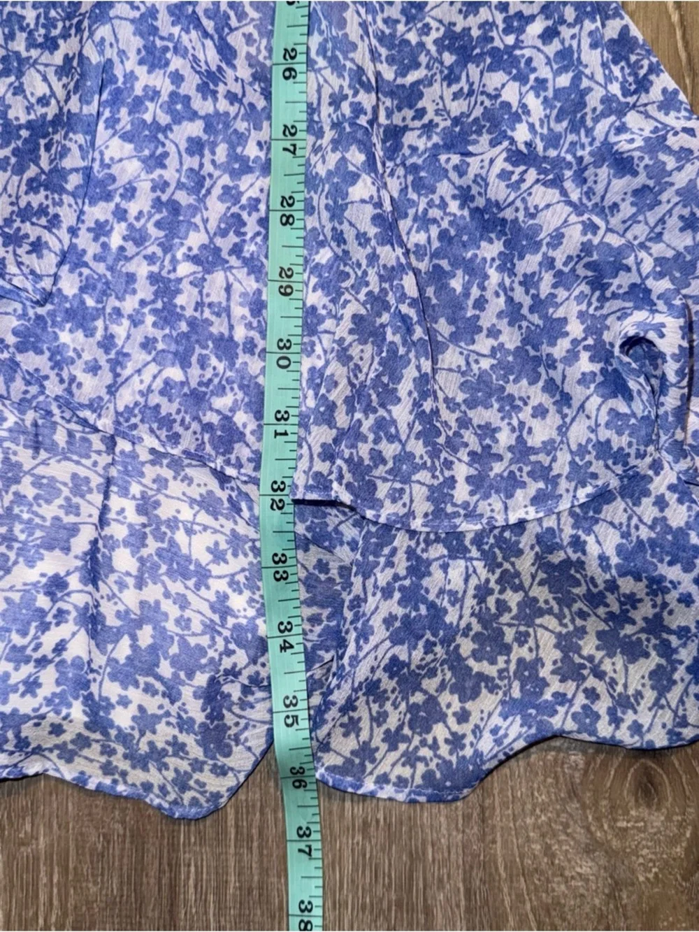 Tommy Hilfiger Light Blue white Floral sleeveless Ruffle chiffon Dress 12 NWOT - Picture 14 of 16